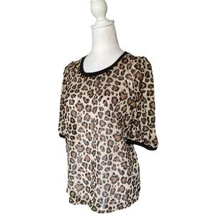 A New Day Sheer Leopard Print Top Size Medium